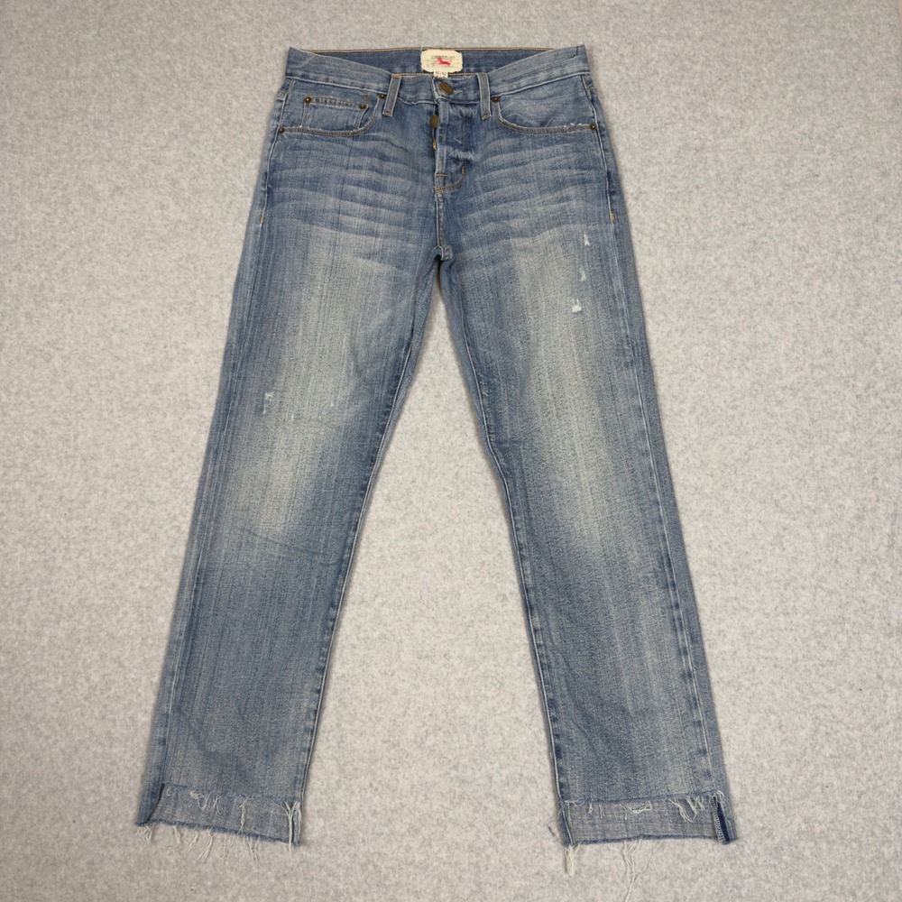 Current Elliott The Crossover Jeans 26 Destroyed Hem Uneven Button Fly